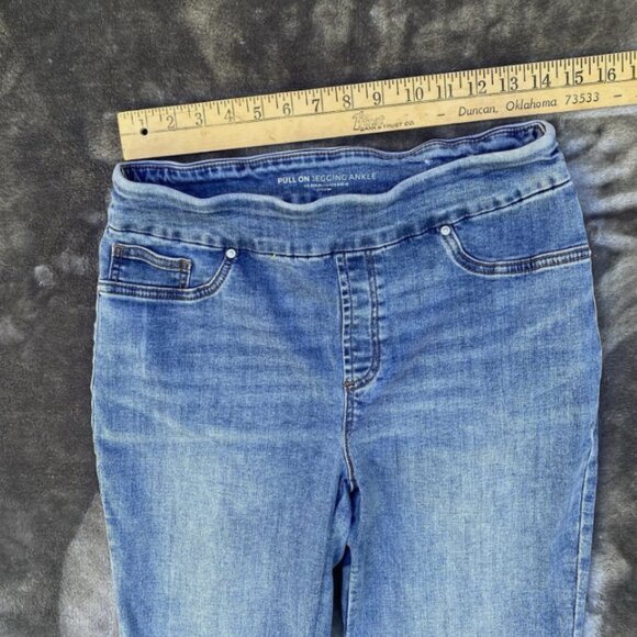 Chico’s Beaded Hem Pull On High Rise Ankle Jeggings Jeans Sz 8 Regular - Picture 2 of 5